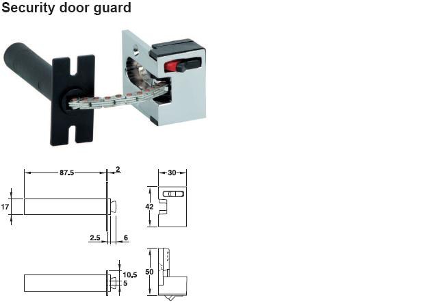 Bezpečnostní pojistka na dveře nerez+zinek povrch mat - Dveře Dveřní kování, dveřní příslušenství Dveřní příslušenství