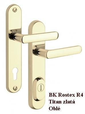 Kování Rostex R4/O/ Titan zlatá - Dveře Dveřní kování, dveřní příslušenství Bezpečnostní kování Bezpečnostní kování Rostex Klika - Klika