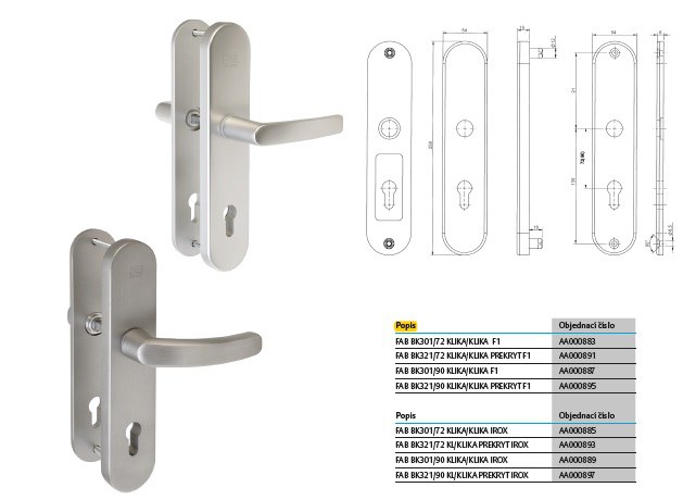 Bezpečnostní kování FAB BK301 klika/klika - Dveře Dveřní kování, dveřní příslušenství Bezpečnostní kování Bezpečnostní kování Fab