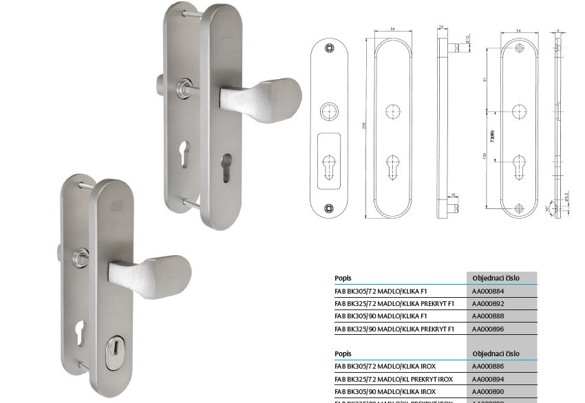 Bezpečnostní kování FAB BK305 - Klika/Madlo - Dveře Dveřní kování, dveřní příslušenství Bezpečnostní kování Bezpečnostní kování Fab