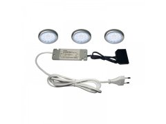 LED nástavné svítidlo Sunny RA, 1,3W, s. bílá, nerez, sada 3ks, vč. síť. zd. 6 W