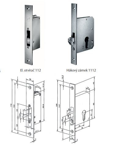 Zámek EFFEFF 1112-00 hákový pro 112 - Elektro Elektro otvírače Elektrické otvírače Effeff Speciální elektro otvírače Pro skleněné dveře/pro posuvné dveře