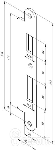 Protiplech EA322 univerzální - Dveře Samozamykací zámky Samozamykací zámky doplňky Protiplechy, dělené čtyřhrany