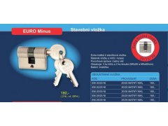 Oboustranná vložka EURO Minus DVEŘE - Cylindrické vložky - Cylindrické vložky oboustranné - Cyl. vložky do 500,-