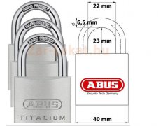 ABUS 727TI/40 Triples sjednocené visací zámky TITALIUM pro použití v oblastech se středním až vysokým rizikem krádeže