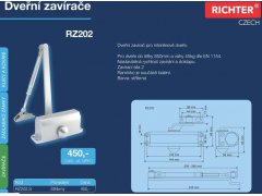 Dveřní zavírač Richter RZ202 - stříbrný DVEŘE - Dveřní zavírače - Zavírače s ramínkem - Zavírače s ramínkem Richter