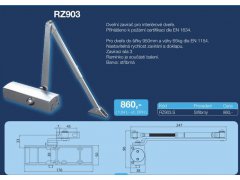 Dveřní zavírač Richter RZ 903 - stříbrný DVEŘE - Dveřní zavírače - Zavírače s ramínkem - Zavírače s ramínkem Richter