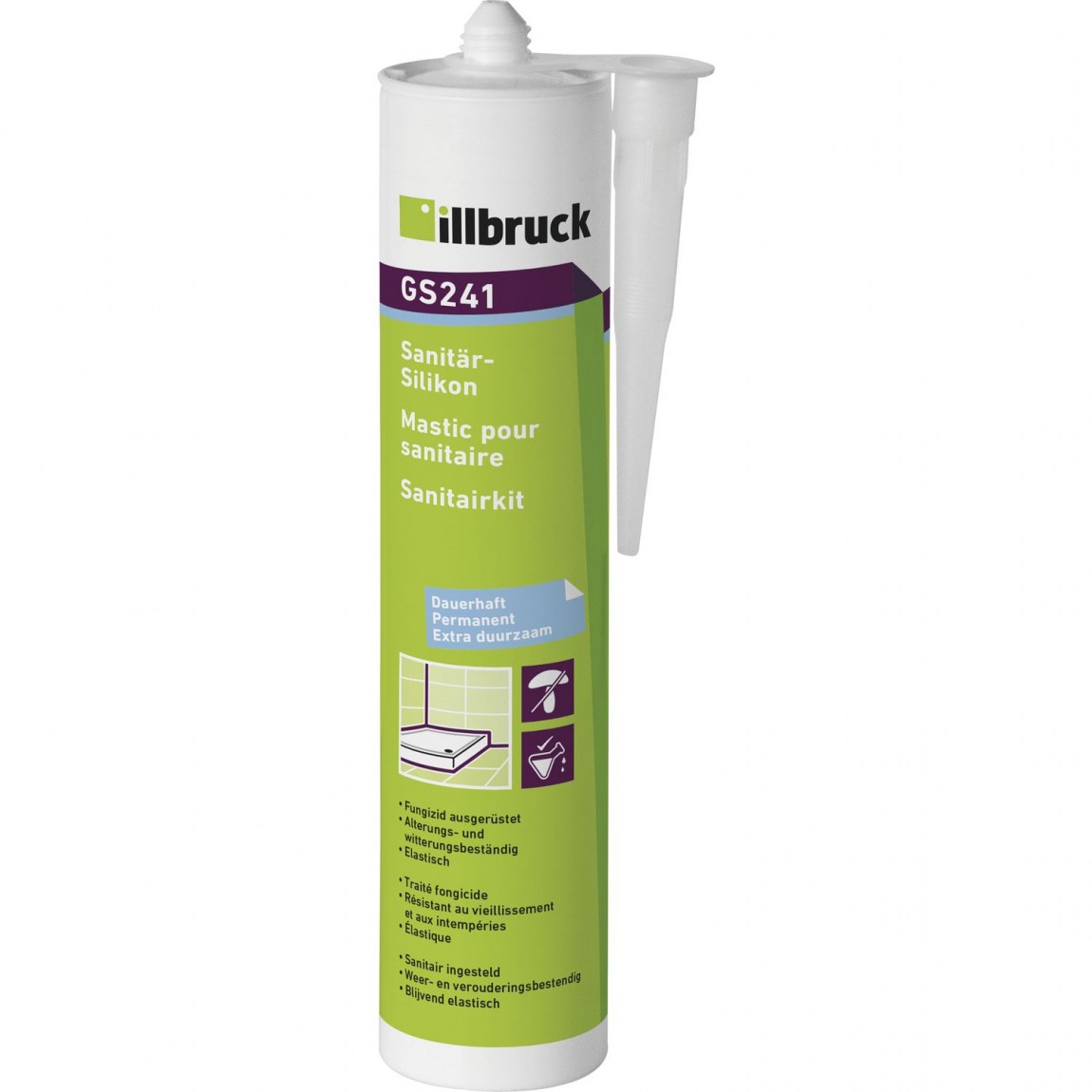 illbruck GS241 sanitární silikonový tmel 310ml, bílý - Železářství Chemicko-technické výrobky Těsnící hmoty Akryl
