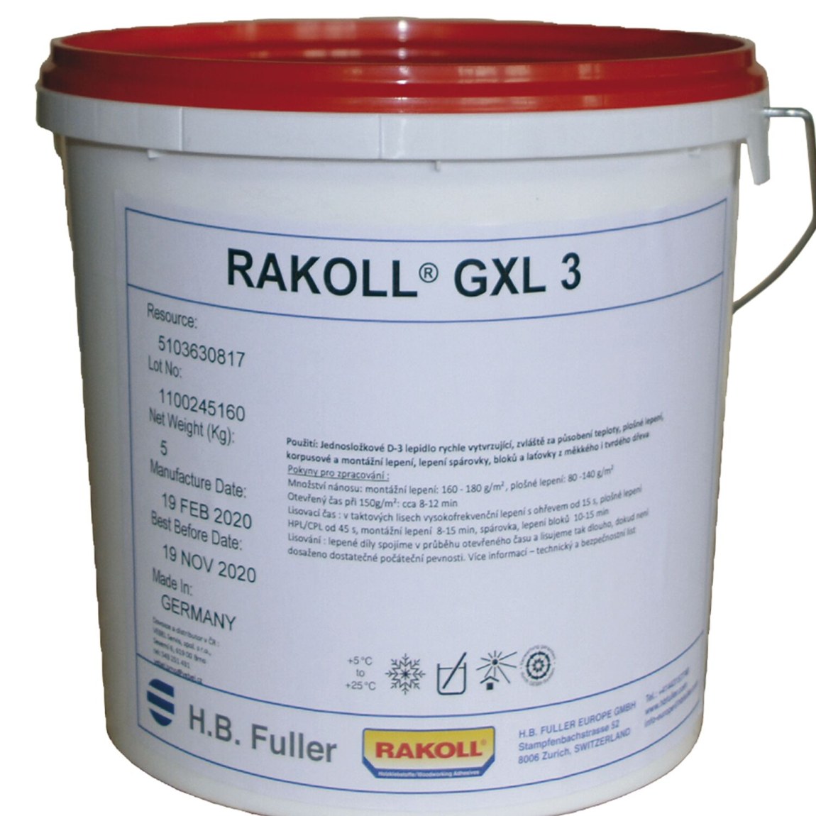 RAKOLL GXL D3, lepidlo na dřevo, balení 5 kg - Železářství Chemicko-technické výrobky Lepidla / Montážní lepidla