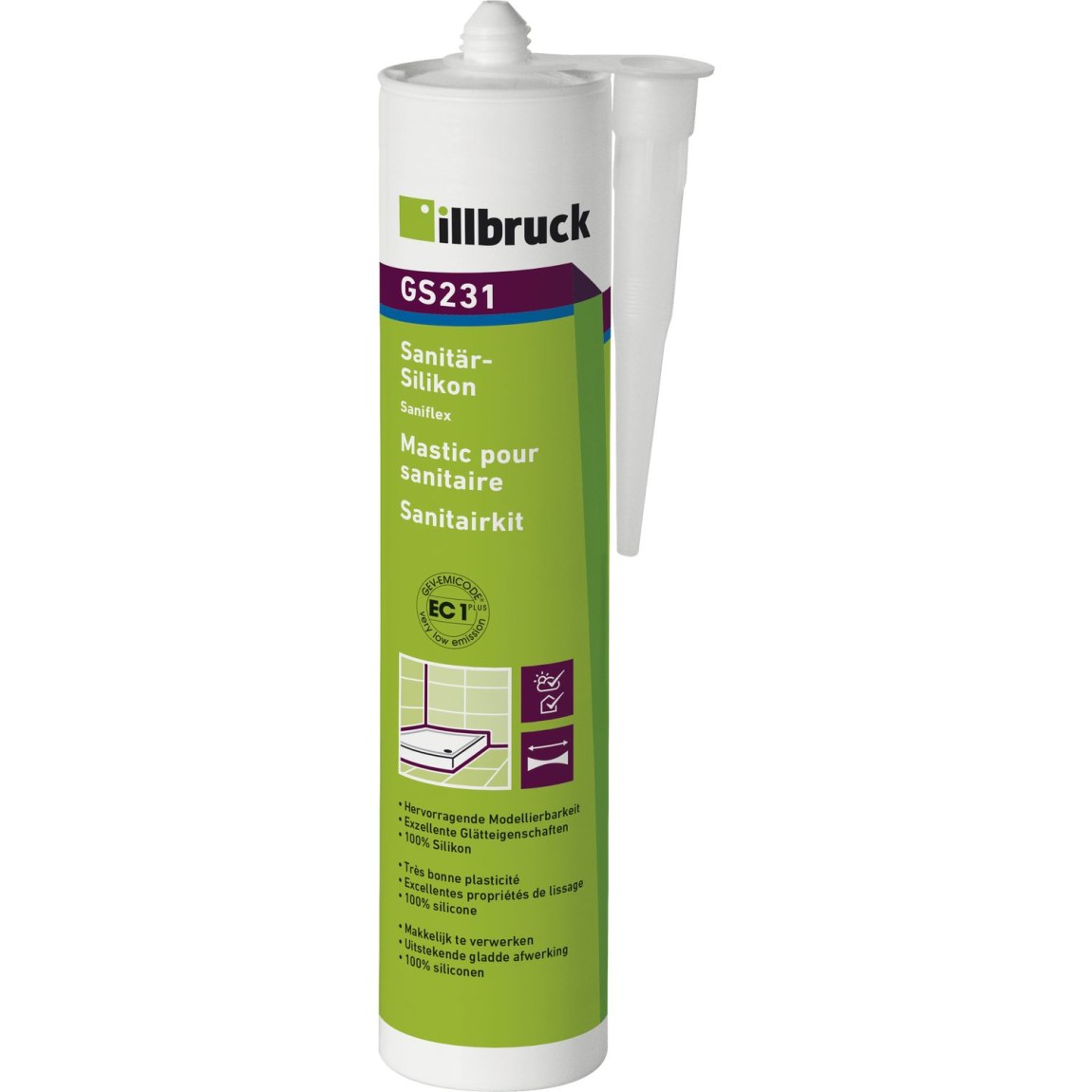 illbruck GS231 sanitární silikon 310 ml, bílý - Železářství Chemicko-technické výrobky Těsnící hmoty Silikon