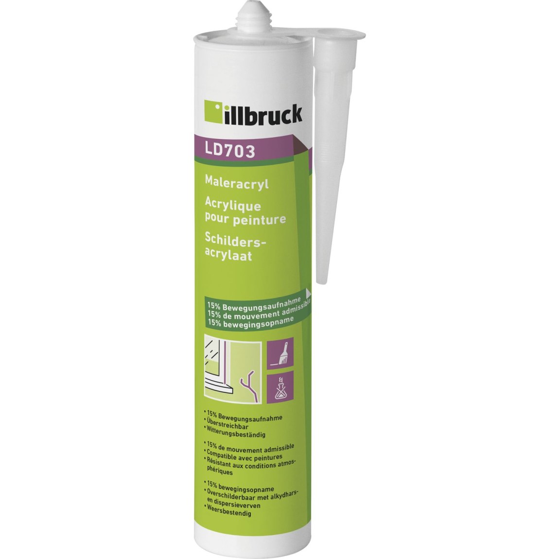 Illbruck malířský akryl LD703 15% 310ml, bílý - Železářství Chemicko-technické výrobky Těsnící hmoty Akryl