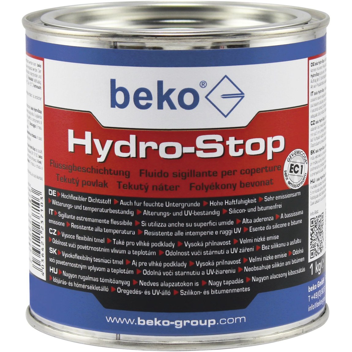 BEKO Hydro-Stop těsnicí / povlaková hmota 1kg / částečně tekutá - Železářství Chemicko-technické výrobky Těsnící hmoty Plniva a těsnící hmoty