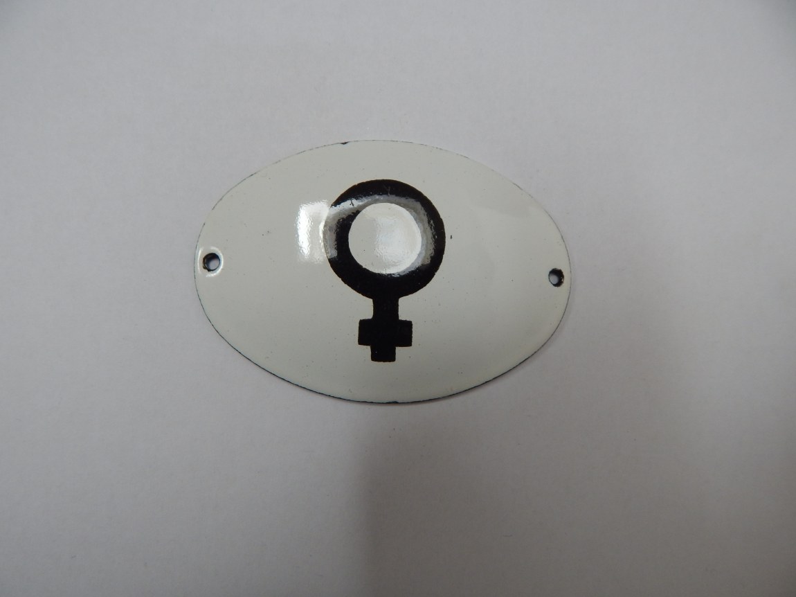 Smaltovaný štítek Symbol WC ženy - Gravírování, smalt, piktogramy Smaltované cedule