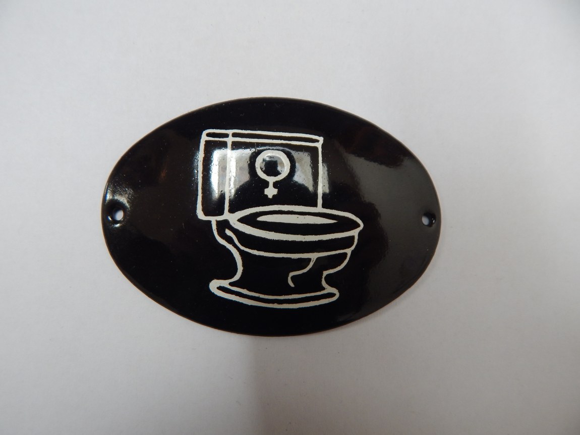 Smaltovaný štítek Symbol WC ženy - Gravírování, smalt, piktogramy Smaltované cedule
