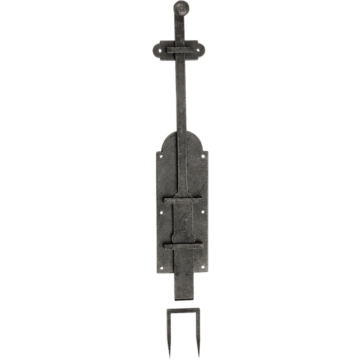 Dveřní zástrč Klam, 450 mm, železo staré kartáčované - Železářství Petlice, dveřní zástrče Zástrče