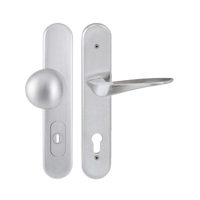 Dveřní bezpečnostní kování DAVID/ARIA HTSI P4500 DEF KPZL/CH-SAT 90mm - Dveře a dveřní příslušenství Dveřní kování, dveřní příslušenství Interiérové kování Kování Twin Kování Kování twin Bezpečnostní kování Štítkové kování