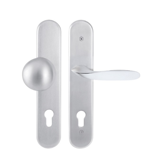 Dveřní bezpečnostní kování DAVID/LEAF HTSI P4500 KPZL/CH-SAT 90mm - Dveře a dveřní příslušenství Dveřní kování, dveřní příslušenství Interiérové kování Kování Twin Kování Kování twin Bezpečnostní kování Štítkové kování