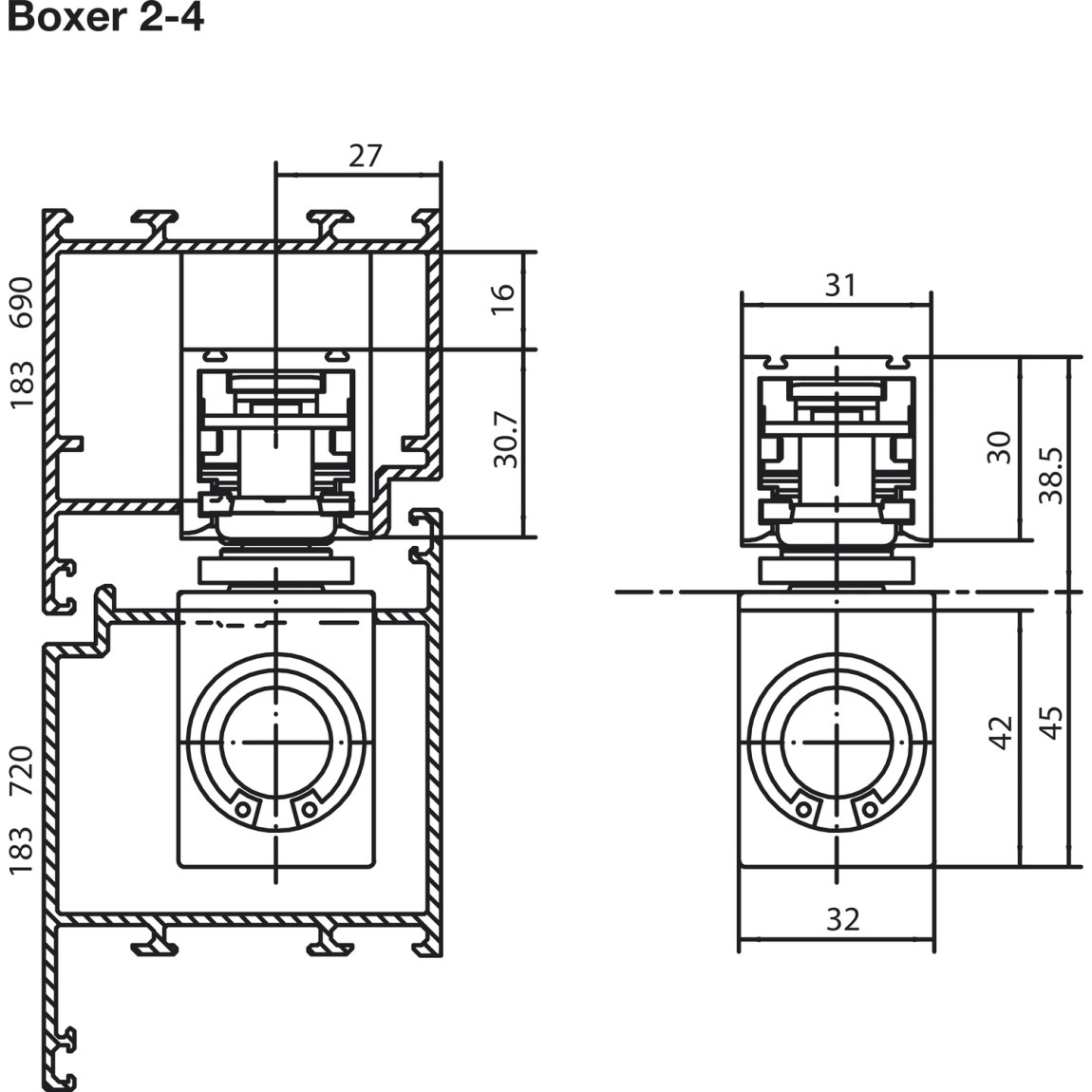 Kluzná lišta BOXER ISM, stříbrná - Vše co patří na a do dveří Dveřní zavírače Zadlabávací integrované Geze