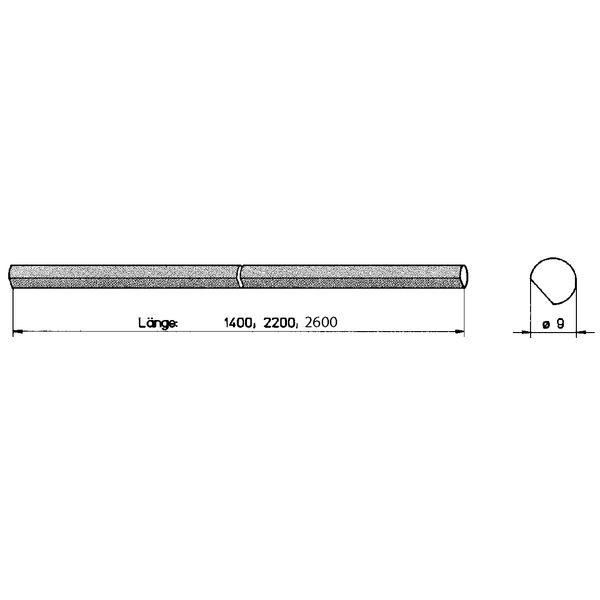 Otočná tyč RUSTICO zploštěná ø 9 mm, délka 1400 mm (94126) - Okna Kování na okenice