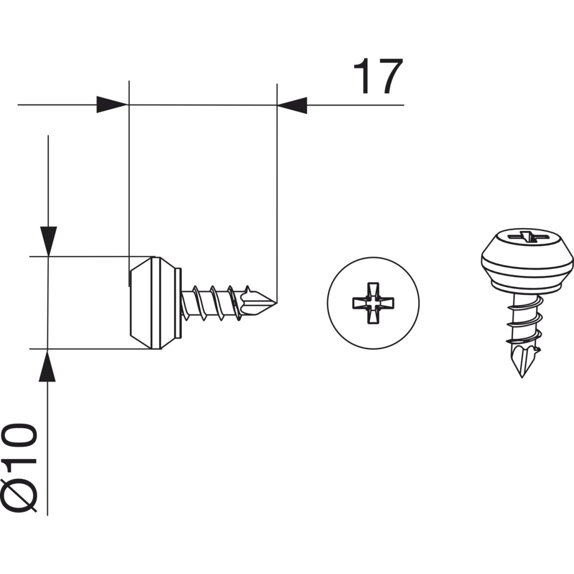 MACO HS připevňovací šrouby Ø10 x 17 mm pro těsnící lištu PVC (367613) - Železářství Posuvné kování HS portály