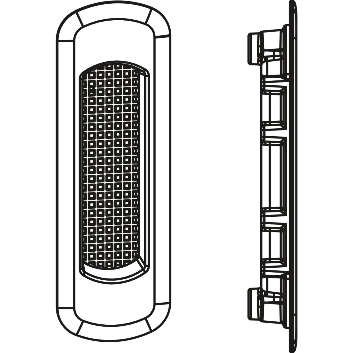 MACO HS úchytková mušle krátká 110 x 36 mm, h=9 mm, hliník stříbrný (369773) - Železářství Posuvné kování HS portály