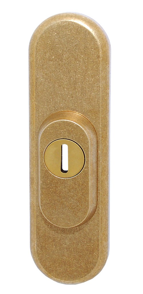 Casual přídavné bezpečnostní kování K1 surová mosaz - Vše co patří na a do dveří Dveřní kování, dveřní příslušenství Bezpečnostní kování Bezpečnostní rozetové kování, přídavné kování Přídavné bezpečnostní kování