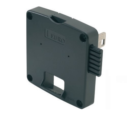 Mincovní zámek E-Lite s&nbsp;plastovou závorou a&nbsp;výměnnou cylindrickou vložkou levý - 