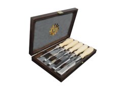 Sada plochých dlát, RICHTER v dřev. kazetě, 1/4"-3/8"-1/2"-3/4"-1"