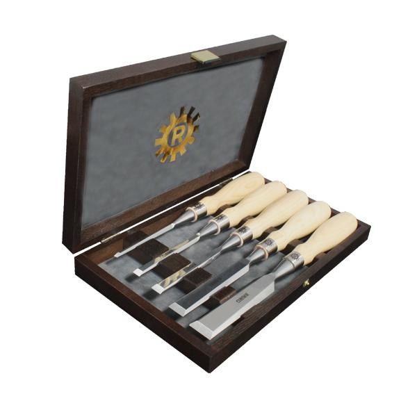 Sada plochých dlát, RICHTER v dřev. kazetě, 1/4"-3/8"-1/2"-3/4"-1"