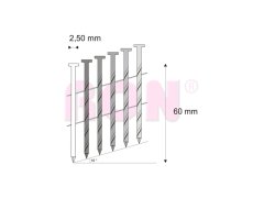 Hřebíky FAC svitek drát 16° 2,5/60 kroucené RON, 9000 ks