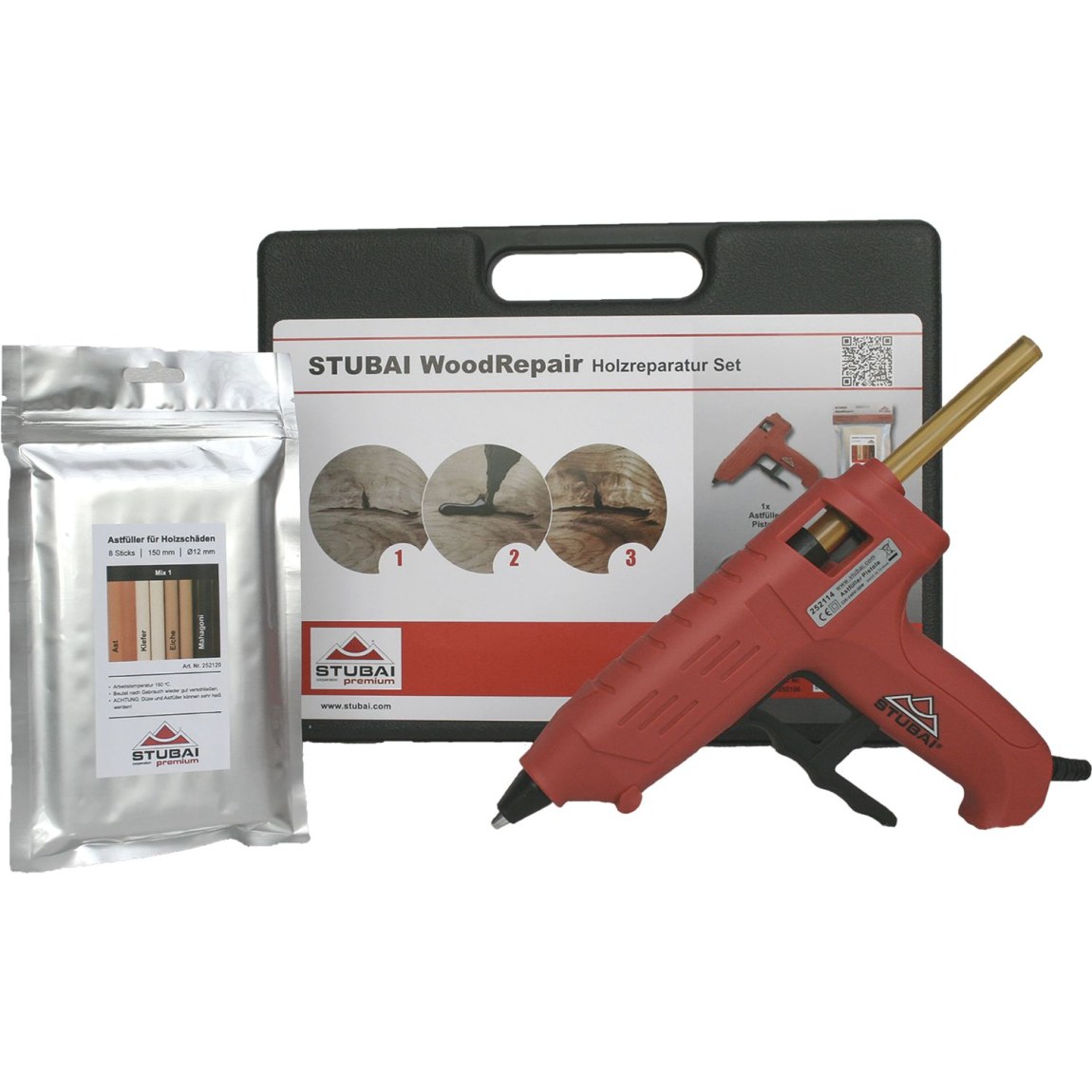 STUBAI WoodRepair Basic Set - Železářství Chemicko-technické výrobky Tmely, retušovací tužky, rekonstrukční laky WoodRepair