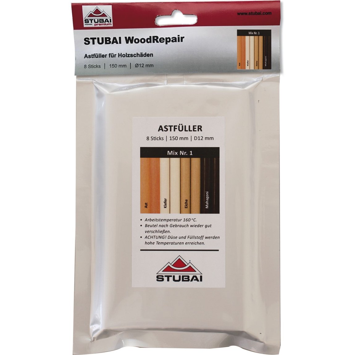 STUBAI WoodRepair 150 mm, 8 náplní Mix Pack 1
