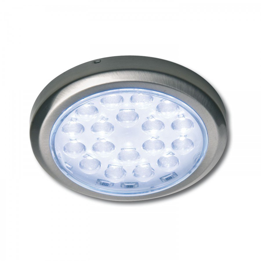 LED-nástavné svítidlo Sunny RA 1,3 W, studená bílá, ø 58 mm, nerez efekt - Elektro Světelný desing a technika LED svítidla Obývací pokoj