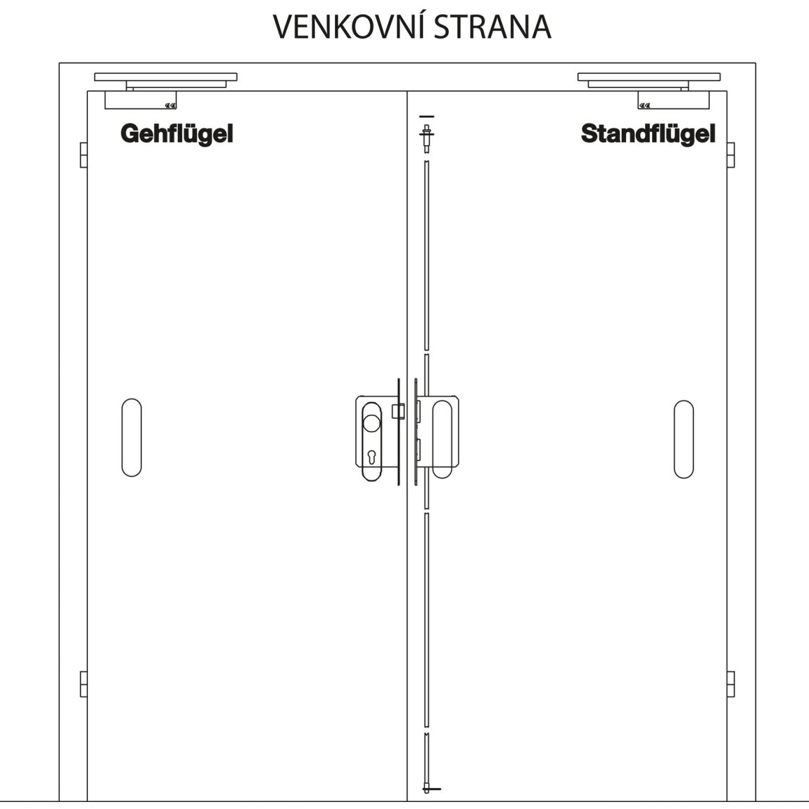 BKS panikový zámek-sada 2 křídla funkce E/EN 1125, DM 65, hliník BKS panikový zámek-sada 2 křídla funkce E/EN 1125, DM 65, hliník - Dveře a dveřní příslušenství Panikové systémy Panikové systémy BKS Sady pro panikové dveře 2křídlo