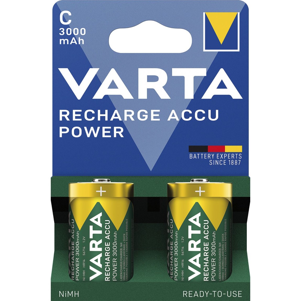 VARTA baterie dobíjecí aku Power HR14/C 1,2 Voltů 3000 mAh (2 ks) - 