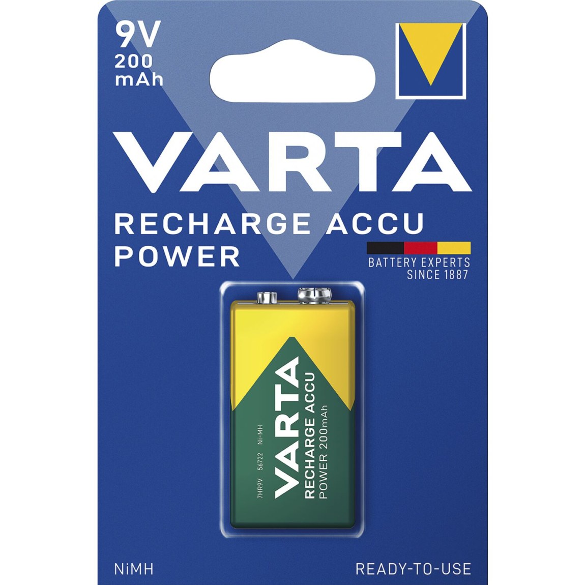 VARTA Batterie nabíjecí Akku Power 6F22 9V 200 mAh (1 ks) - 