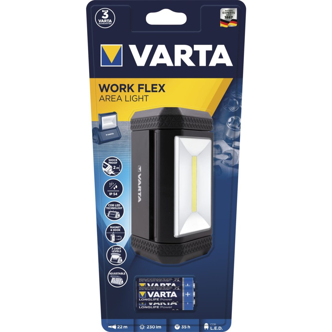 VARTA pracovní světlo Work Flex Aria Light IP 54 vč. 3 AAA baterií - 