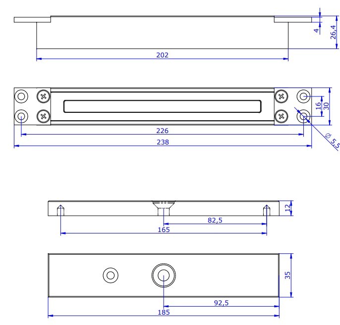 Elektromagnet ME300EW0, 2800N, 12/24Vdc, PP - 