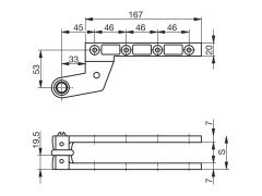 Čepový pant GEZE model DB, pro falcové dveře, pozink