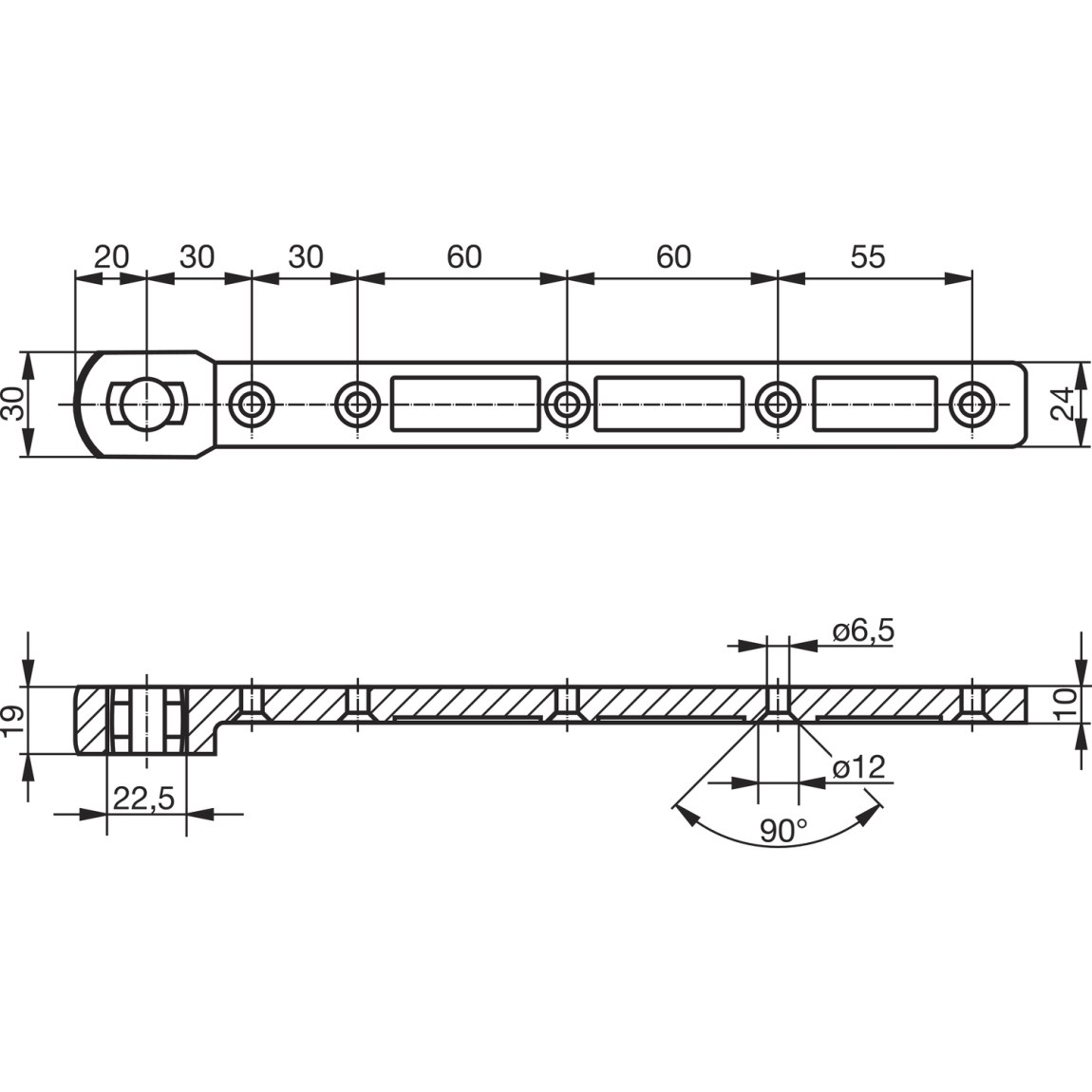 Dveřní rameno typ C pro podlahový samozavírač GEZE, ocel pozink