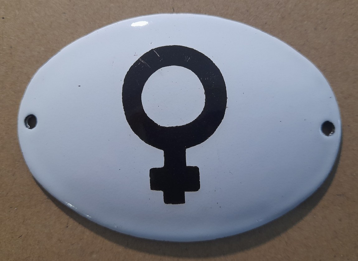 Smaltovaný štítek ovál symbol WC ženy - poslední 2 kusy 