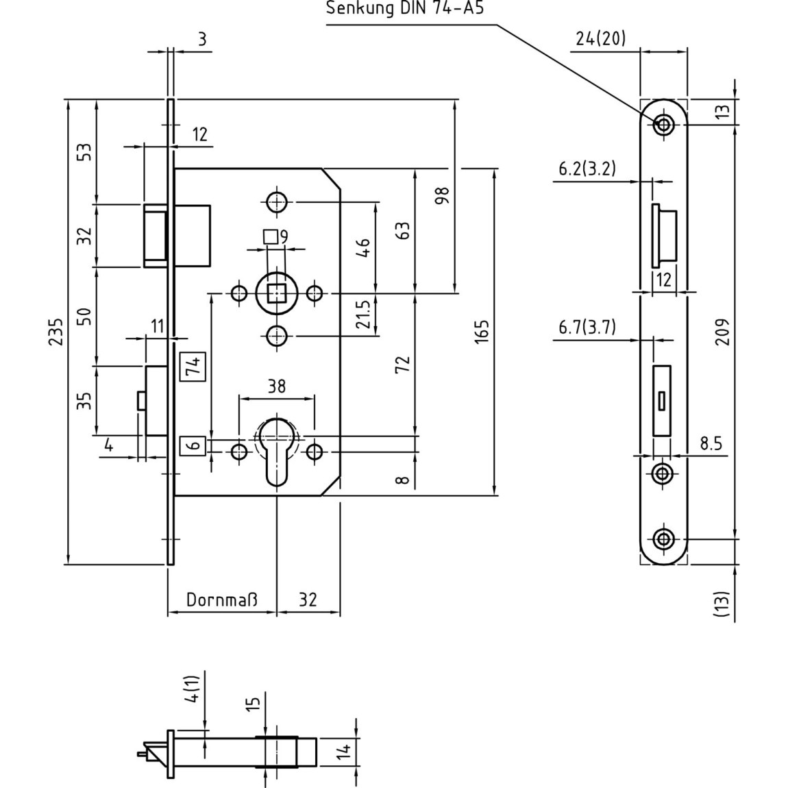 BMH Zámek únikových dveří 1113 PZW 2křídlý Funkce E/EN 179,zaobl.,levý,nerez - 