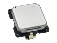 Zásuvkový modul Schuko se sklápěcím víkem, plast stříbrný