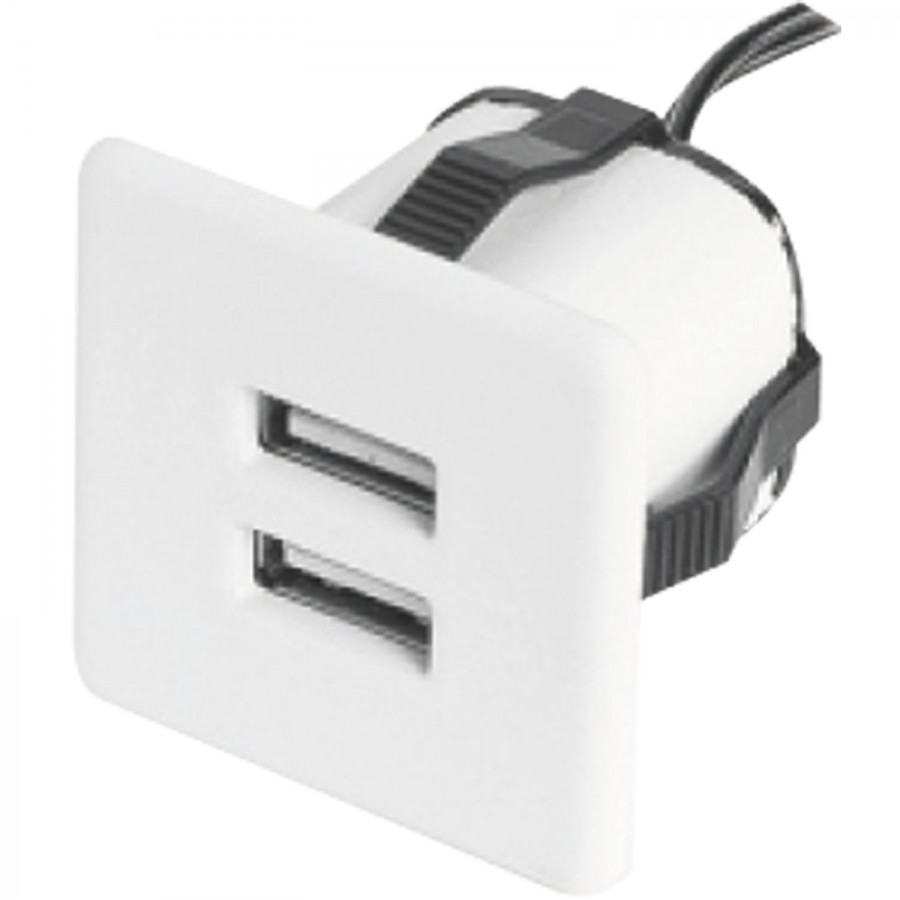 USB nabíječka k zabudování 2xUSB TYP-A 5V max. 2x1,5A, bílá - Elektro Světelný desing a technika Zásuvkové prvky