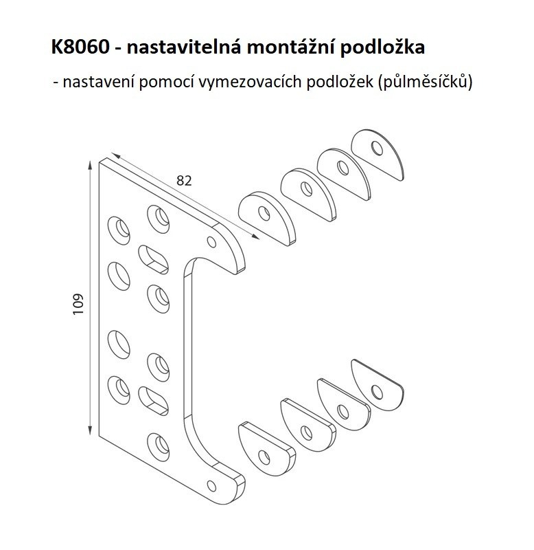 KZ - Nastavitelná montážní podložka k závěsu K8060