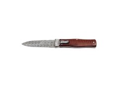 Vyhazovací zavírací nůž PREDATOR JAGUAR – damašek, střenka dřevo 241-DD1 materiál držadla - střenky exotické dřevo - snake wood