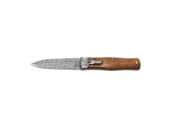 Vyhazovací zavírací nůž PREDATOR JAGUAR – damašek, střenka dřevo 241-DD1 materiál držadla - střenky exotické dřevo - amboina