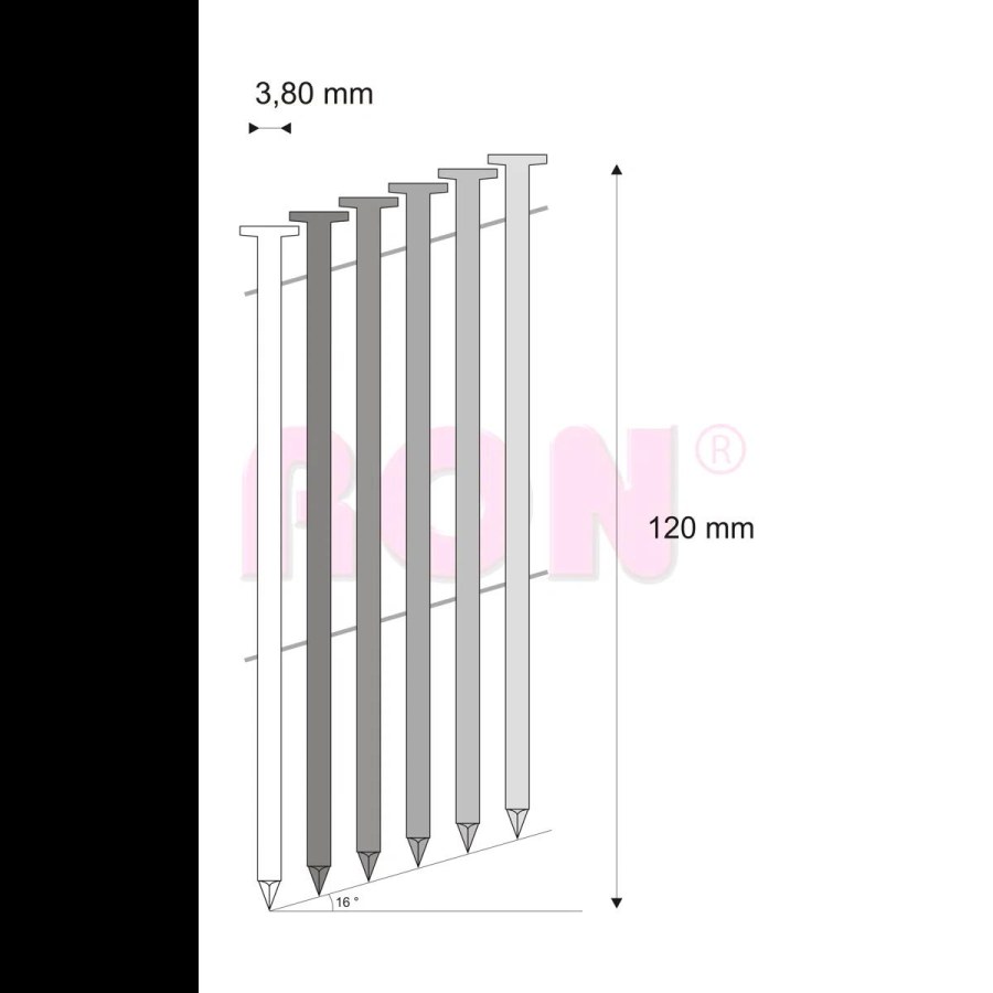 Hřebíky FAC hladké svitek, drát 16° 3,80 x 120 mm - 1 500 ks - 