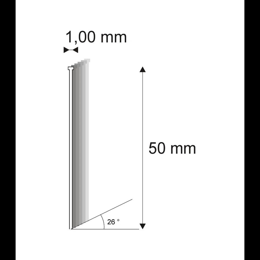 Truhlářské Brady šikmé 26° Narex 500/50 - 1 x 50 mm - 5.000 ks 
