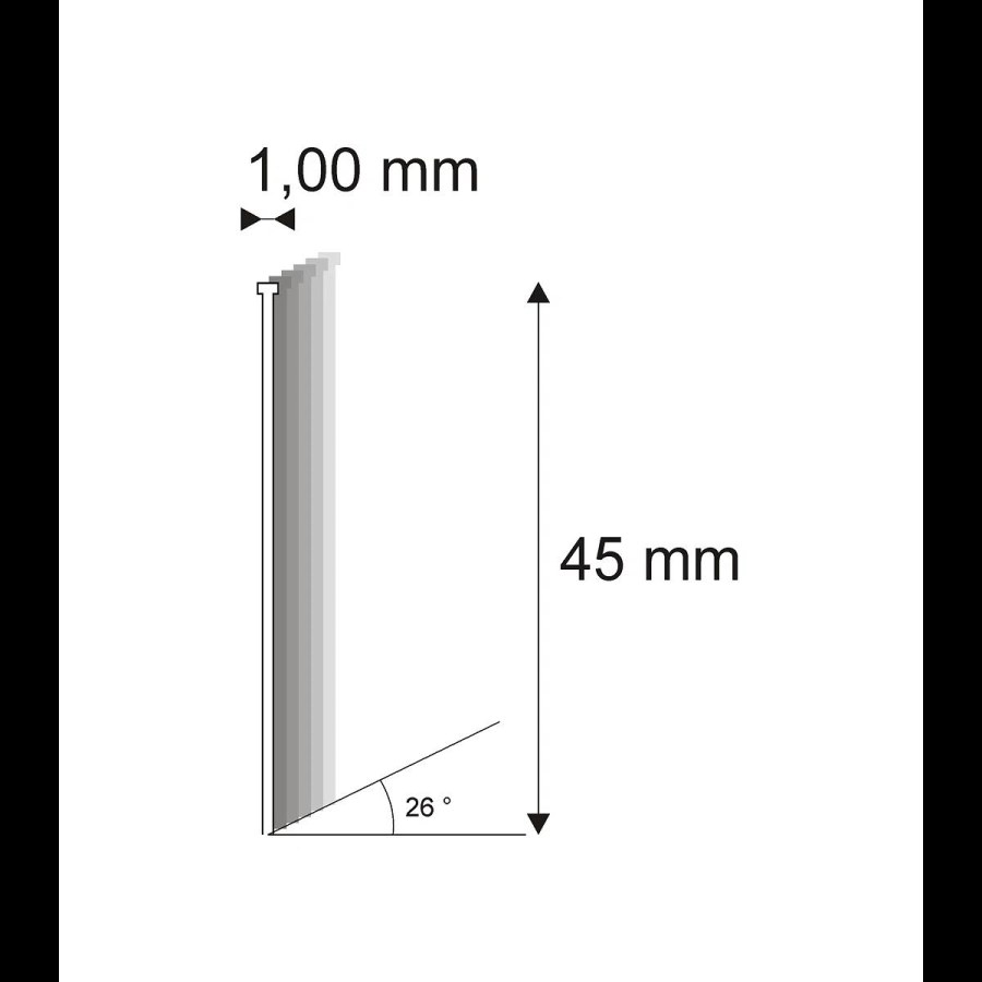 Truhlářské Brady šikmé 26° Narex 500/45 - 1 x 45 mm - 5.000 ks 